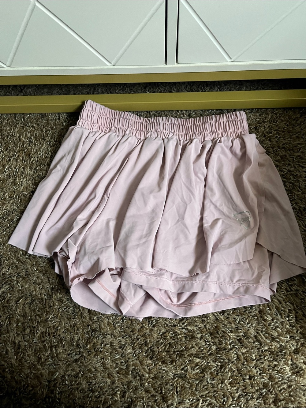 Light Pink Women's Skater Skirt with Elastic Waist